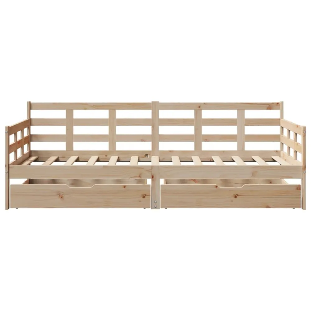 Sofá-cama com gavetas 90x200 cm madeira de pinho maciç com USB Integrado