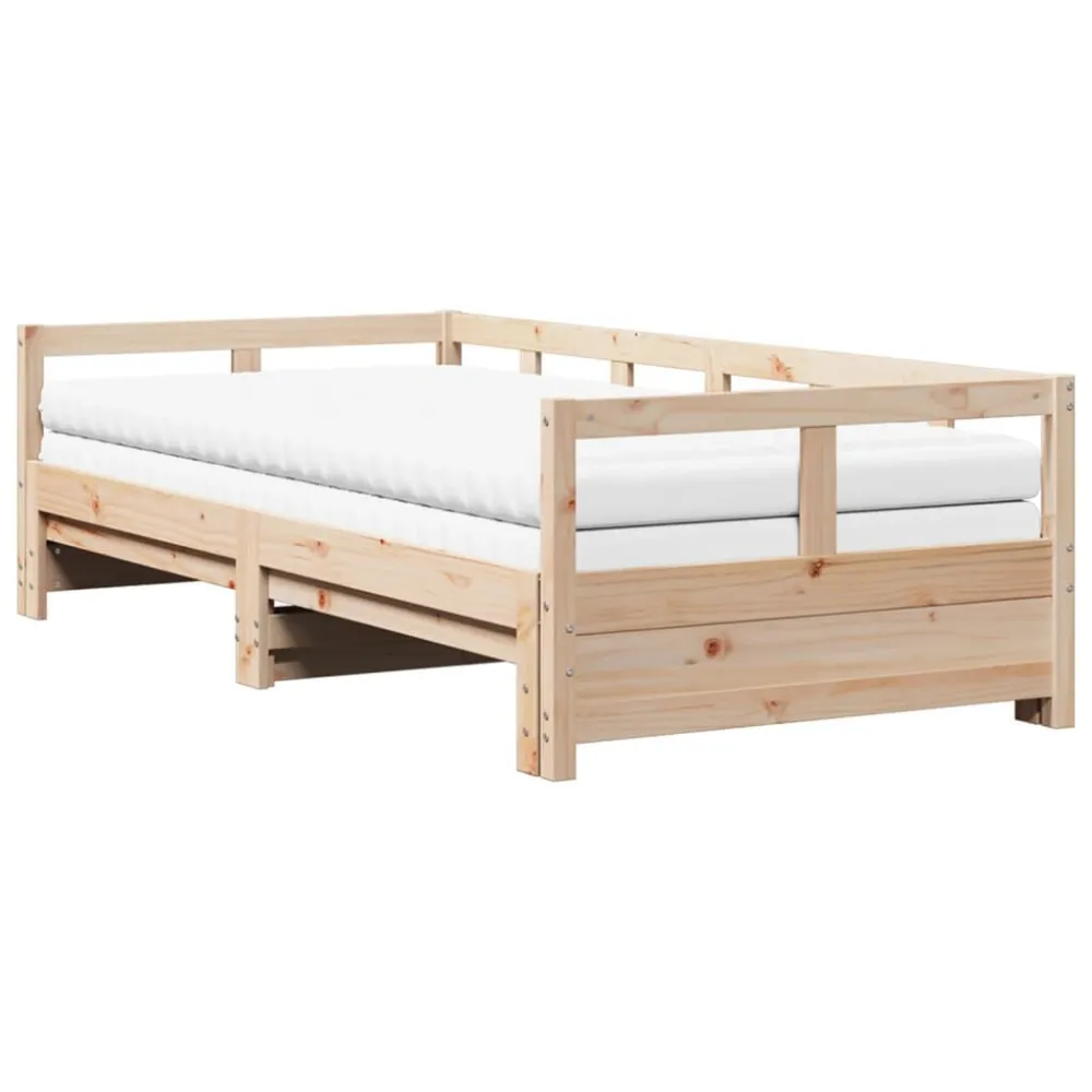 Sofá-cama com gavetão e gavetas 90x200 cm pinho maciço Couro Ecológico