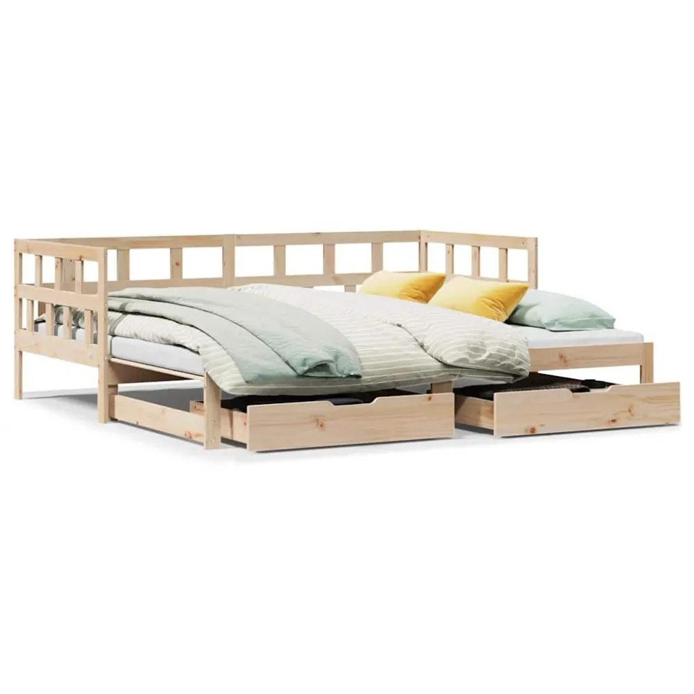 Sofá-cama com gavetão e gavetas sem colchão 90x200 cm com USB Integrado