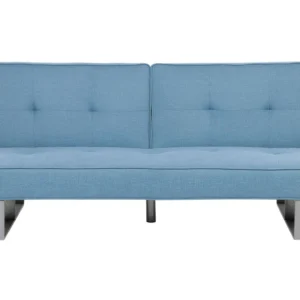Sofá-cama de 3 lugares em tecido azul distinto DUBLIN