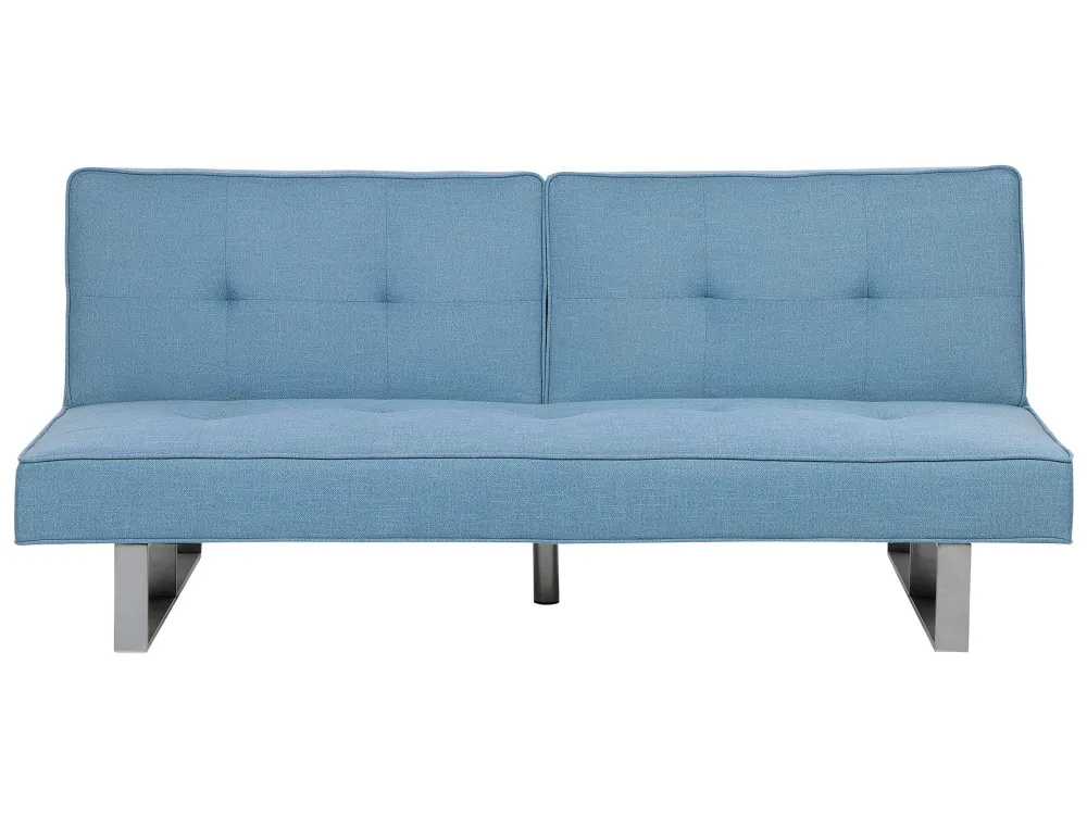 Sofá-cama de 3 lugares em tecido azul distinto DUBLIN