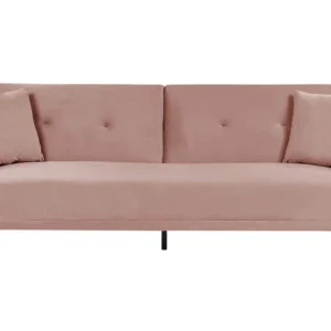 Sofá-cama de 3 lugares em veludo rosa LUCAN Design Moderno