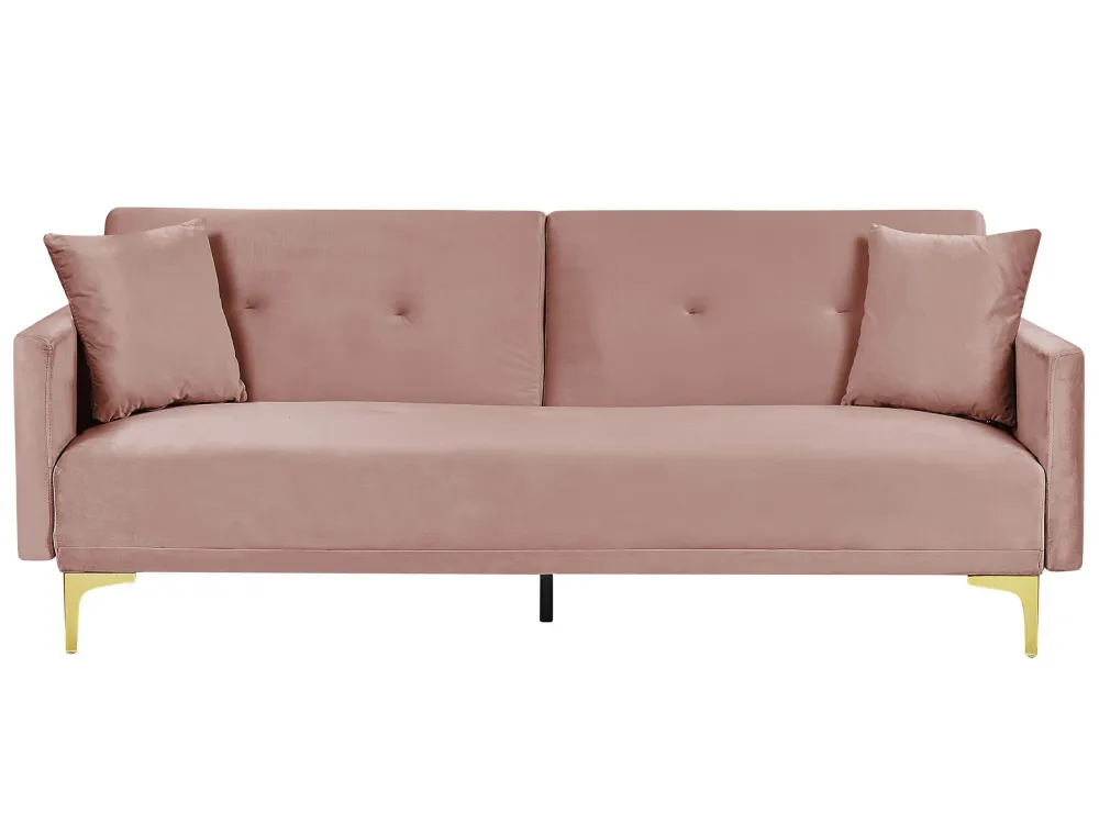 Sofá-cama de 3 lugares em veludo rosa LUCAN Design Moderno