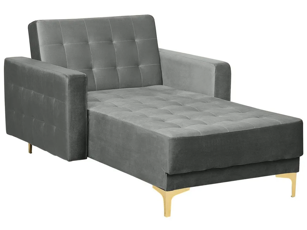 Velvet Chaise Lounge Grey ABERDEEN
