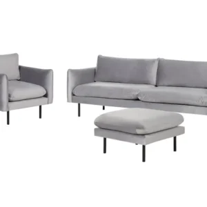 Velvet Living Room Set Ottoman Grey VINTERBRO