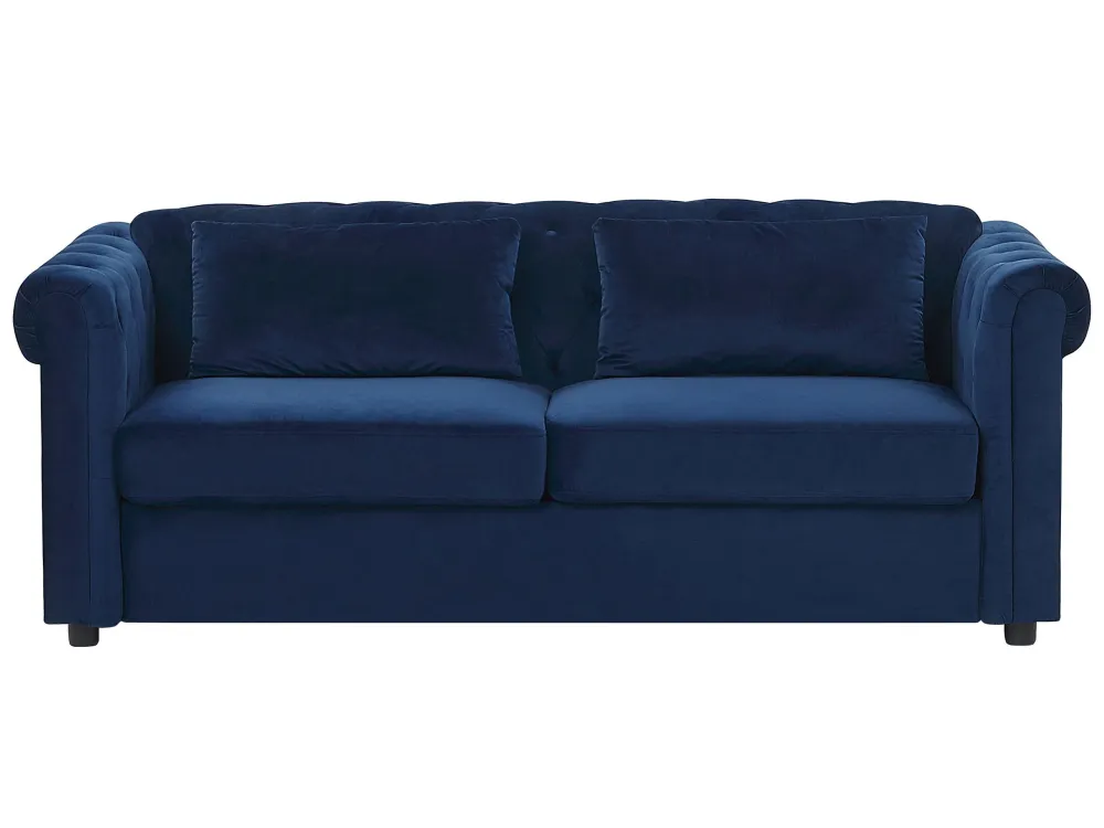 Velvet Sofa Bed Blue CHESTERFIELD