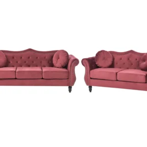 Velvet Sofa Set Burgundy SKIEN