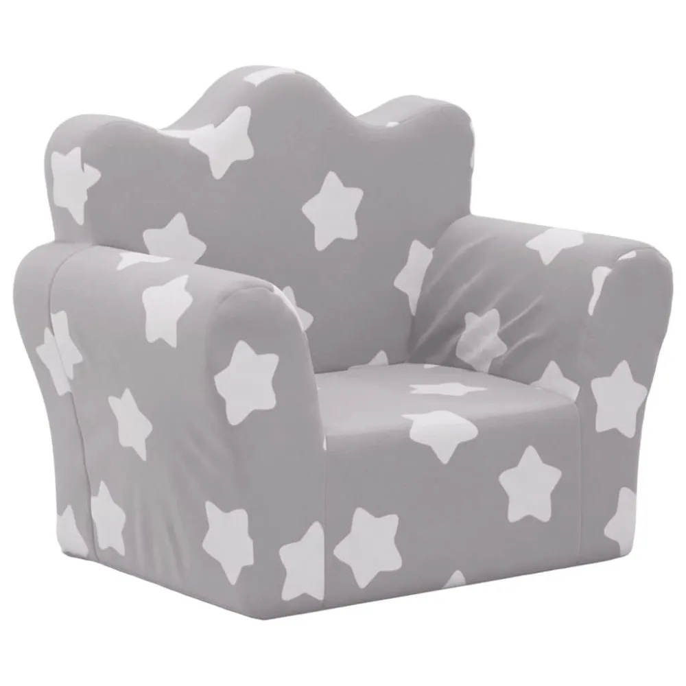 Cama Beliche Sofá infantil com estrelas pelúcia macia cinzento-claro