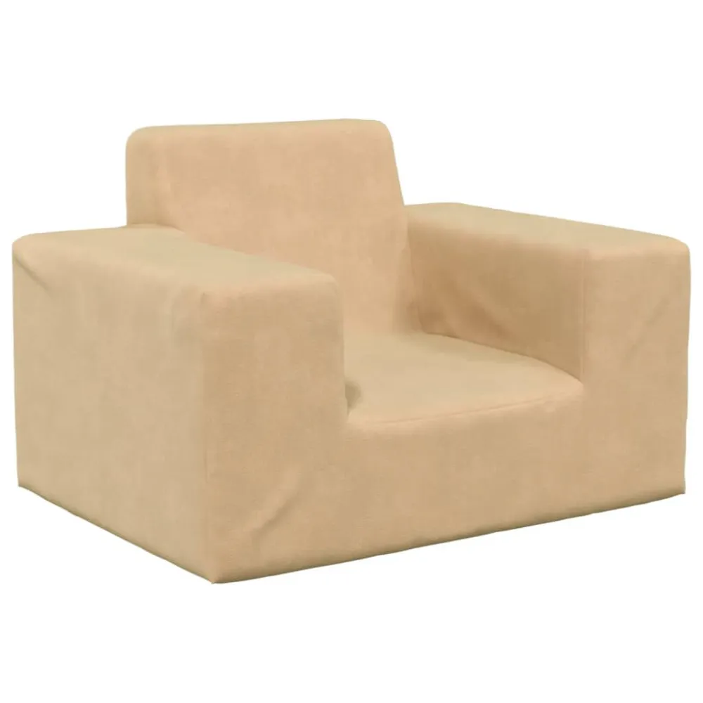Madeira Maciç Premium Sofá infantil pelúcia macia cor creme