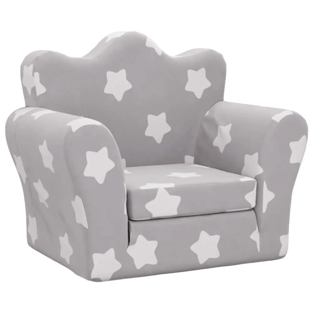 Sofá-cama infantil com estrelas pelúcia cinzento-claro Crescendo com Crianç