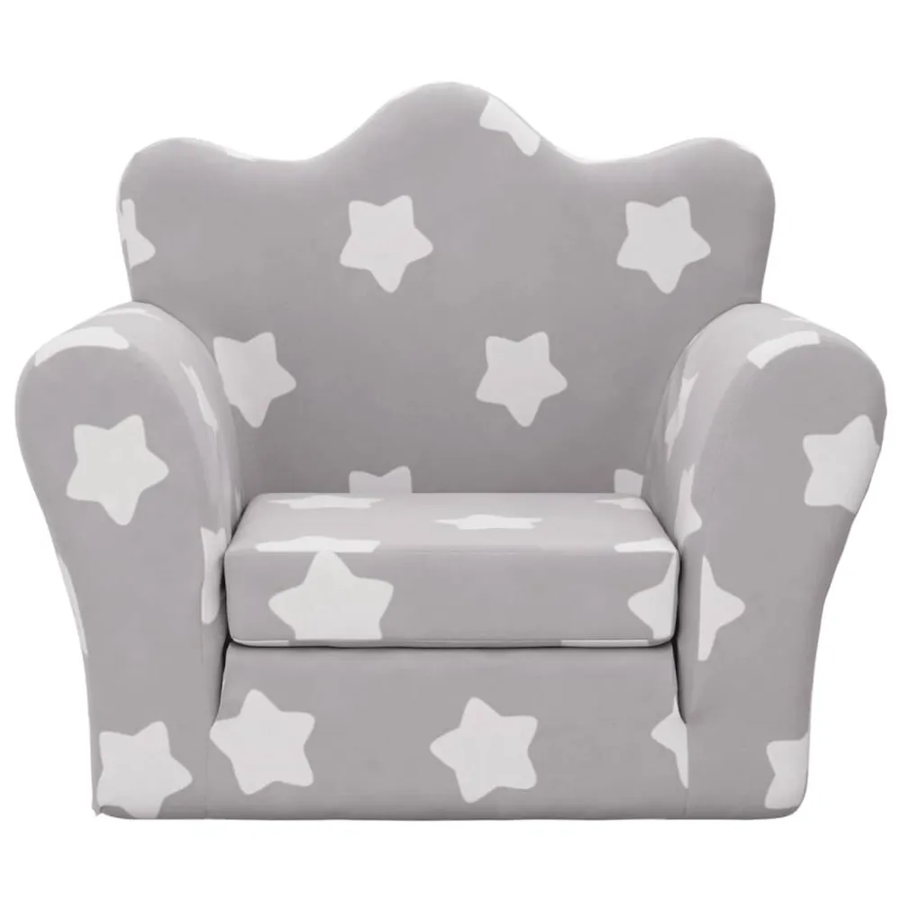 Sofá-cama infantil com estrelas pelúcia cinzento-claro Crescendo com Crianç