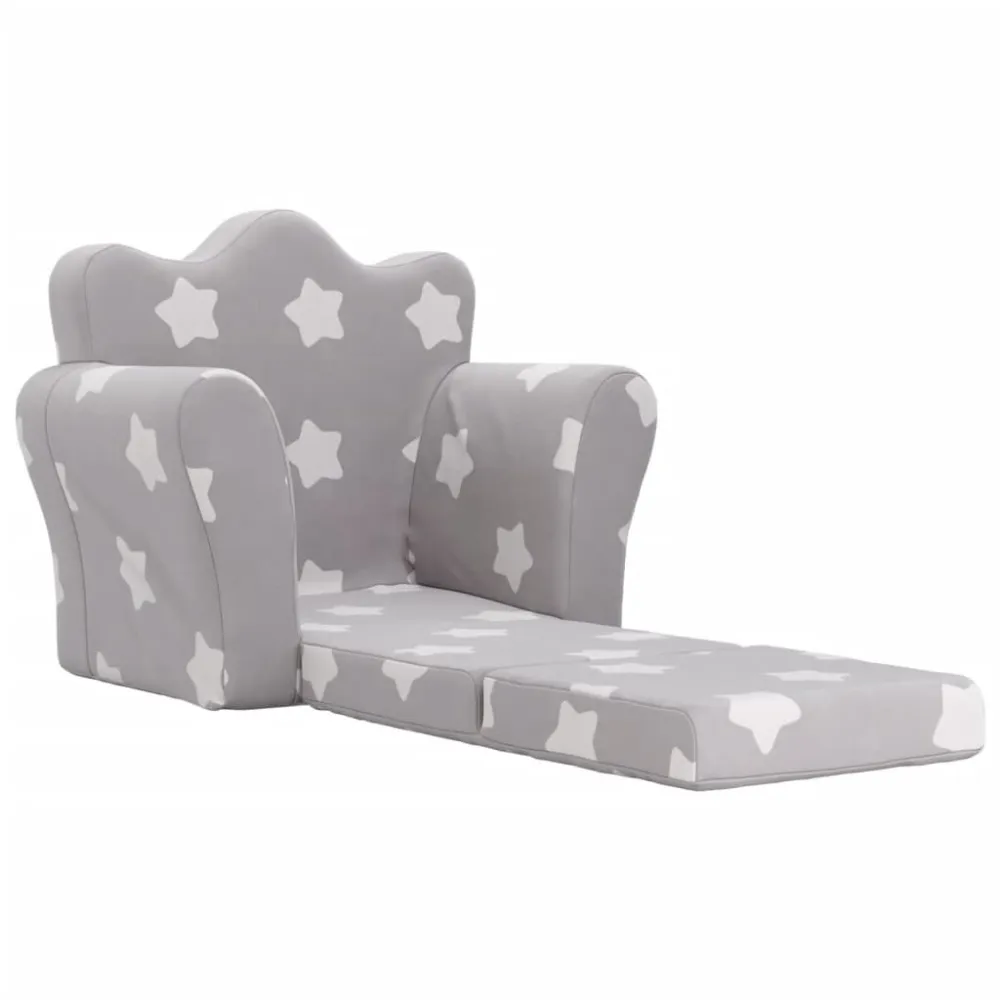 Sofá-cama infantil com estrelas pelúcia cinzento-claro Crescendo com Crianç
