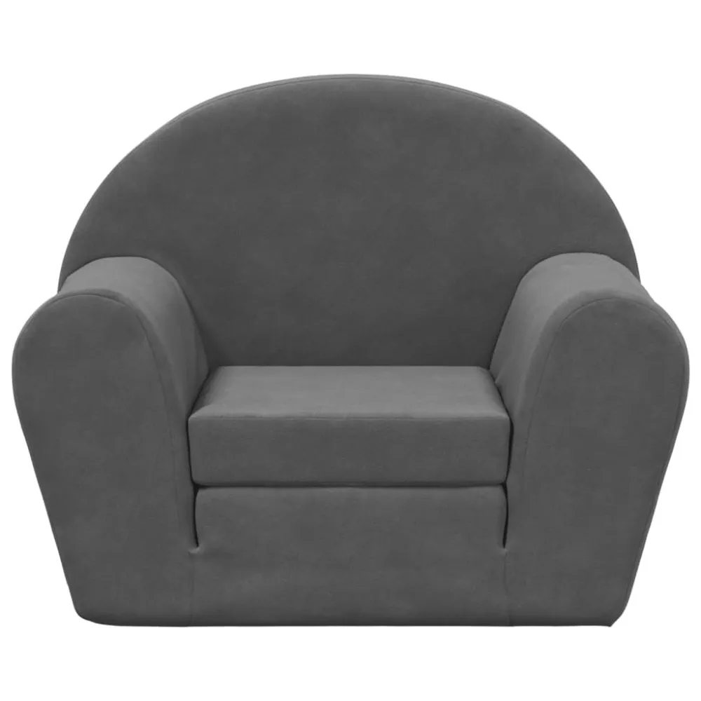 Sofá-cama infantil pelúcia macia antracite para Gêmeos