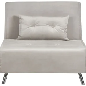 Velvet Single Sofa Bed Light Grey FARRIS
