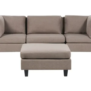 3-Seater Modular Fabric Sofa Ottoman Brown UNSTAD
