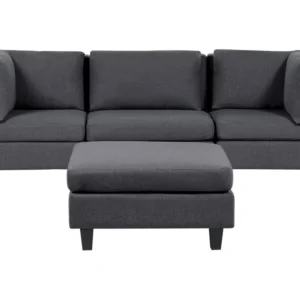3-Seater Modular Fabric Sofa Ottoman Dark Grey UNSTAD