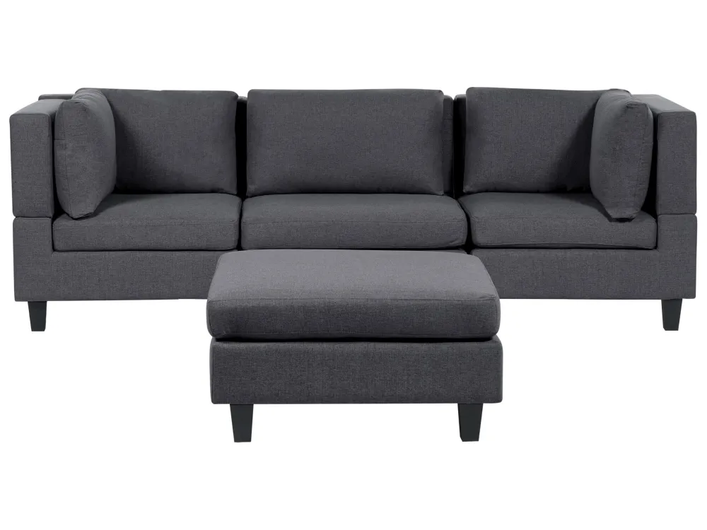 3-Seater Modular Fabric Sofa Ottoman Dark Grey UNSTAD