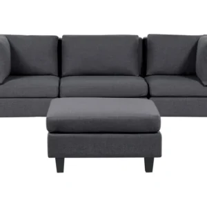 3-Seater Modular Fabric Sofa Ottoman Dark Grey UNSTAD