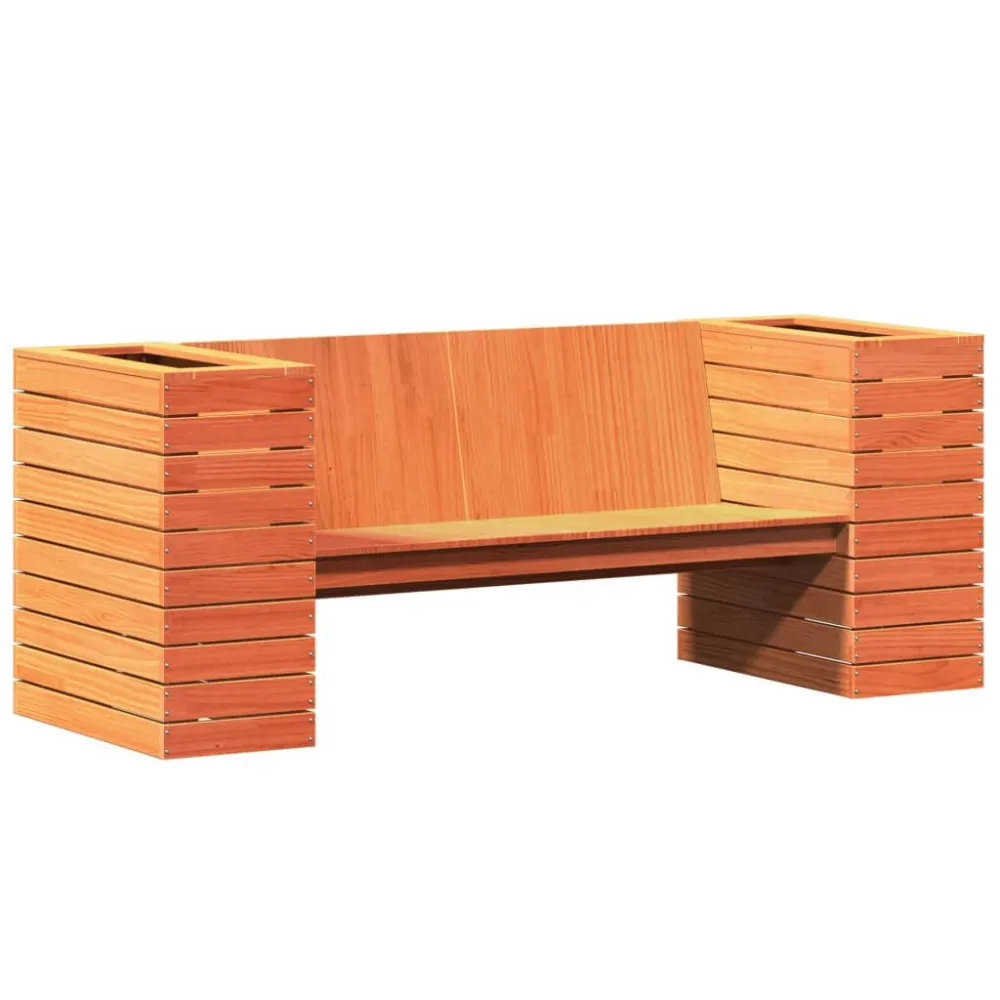 Banco com vasosemfloreir. 167,5x60x65cm pinho maciço castanho-mel com Apoio para Bebidas