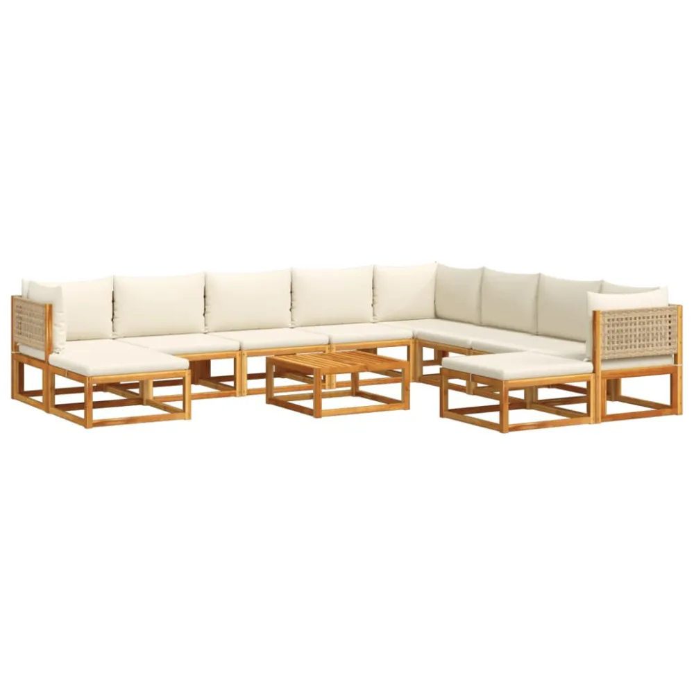 Banco de Jardim 11pcs conjunto sofás jardim comalmofadões madeira maciç acácia