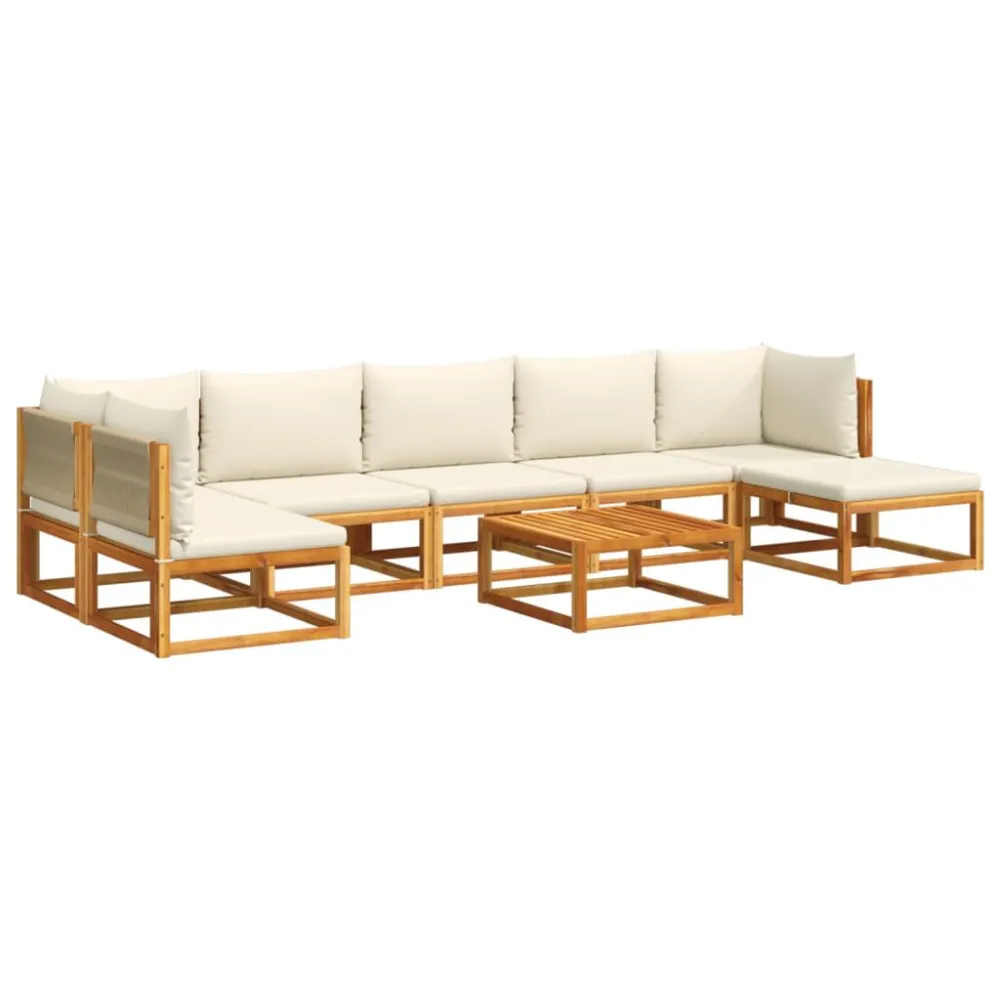 Banco de Jardim 8 pcs conjunto de sofás de jardim com almofadões acácia maciç