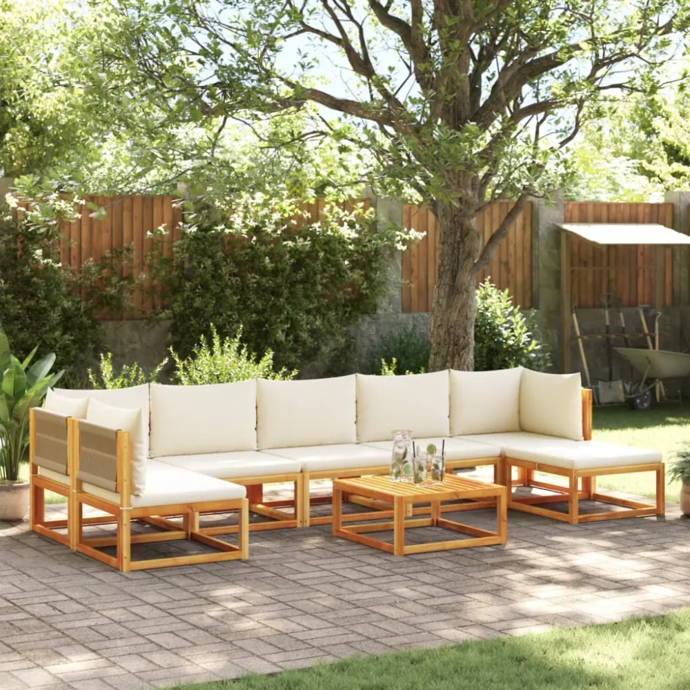 Banco de Jardim 8 pcs conjunto de sofás de jardim com almofadões acácia maciç