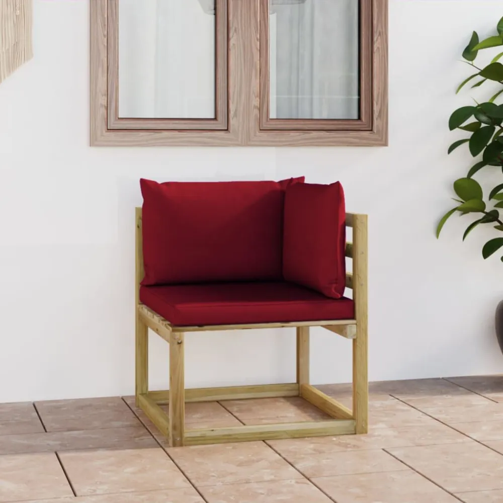 Banco de Jardim Sofá de canto para jardim com almofadões pinho impregnado verde