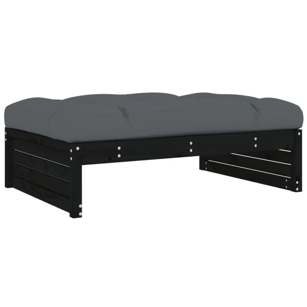 Banco de Madeira para Apoio de pés para jardim 120x80 cm pinho maciço preto