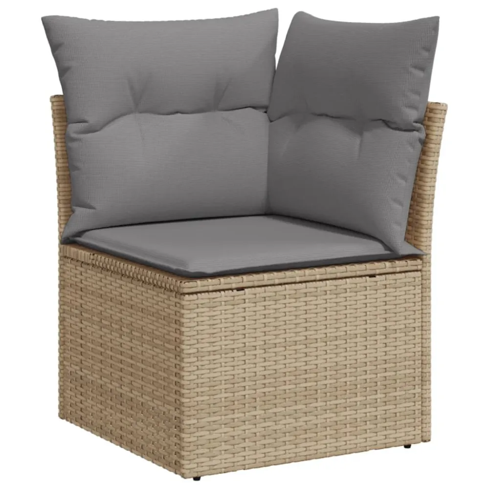 Banco de Madeira para 11 pcs conjunto sofás de jardim com almofadões vime PE bege