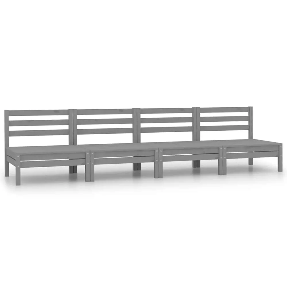 Banco de Madeira para Sofás de centro para jardim 4 pcs madeira pinho maciç cinzento