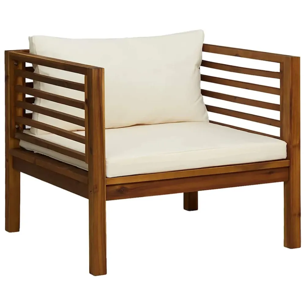 Cadeira de Balanço Cadeira de jardim com almofadões branco nata acácia maciç