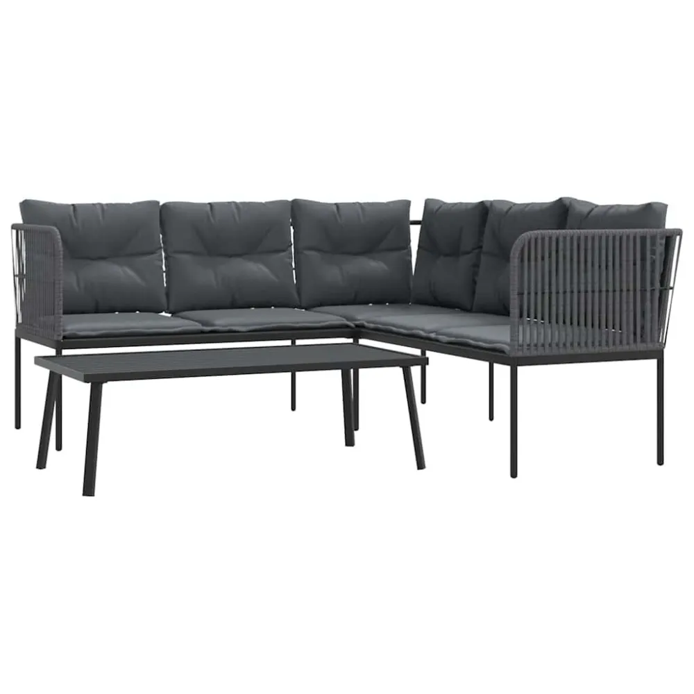 Cadeira de Balanço Conjunto de sofás de jardim com almofadões ço/textilene preto