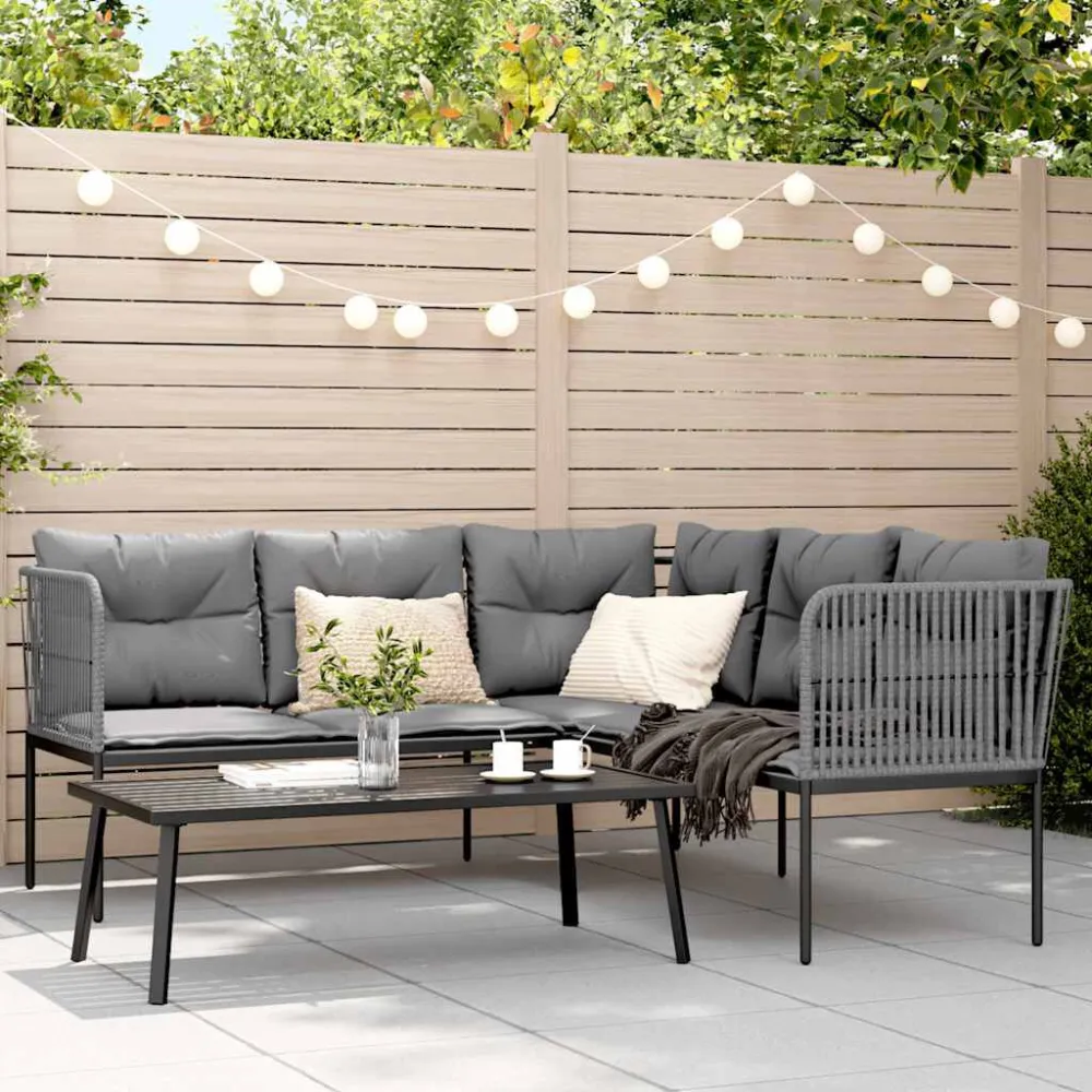 Cadeira de Balanço Conjunto de sofás de jardim com almofadões ço/textilene preto