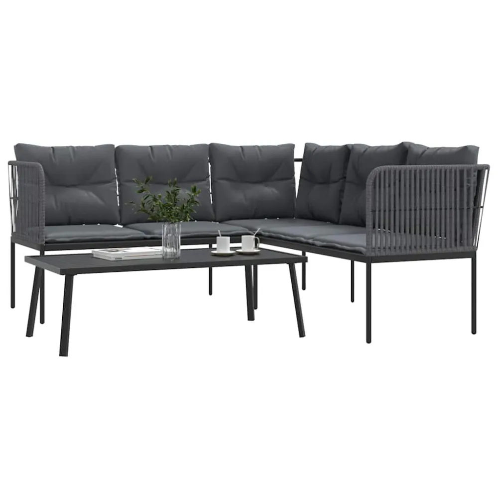 Cadeira de Balanço Conjunto de sofás de jardim com almofadões ço/textilene preto