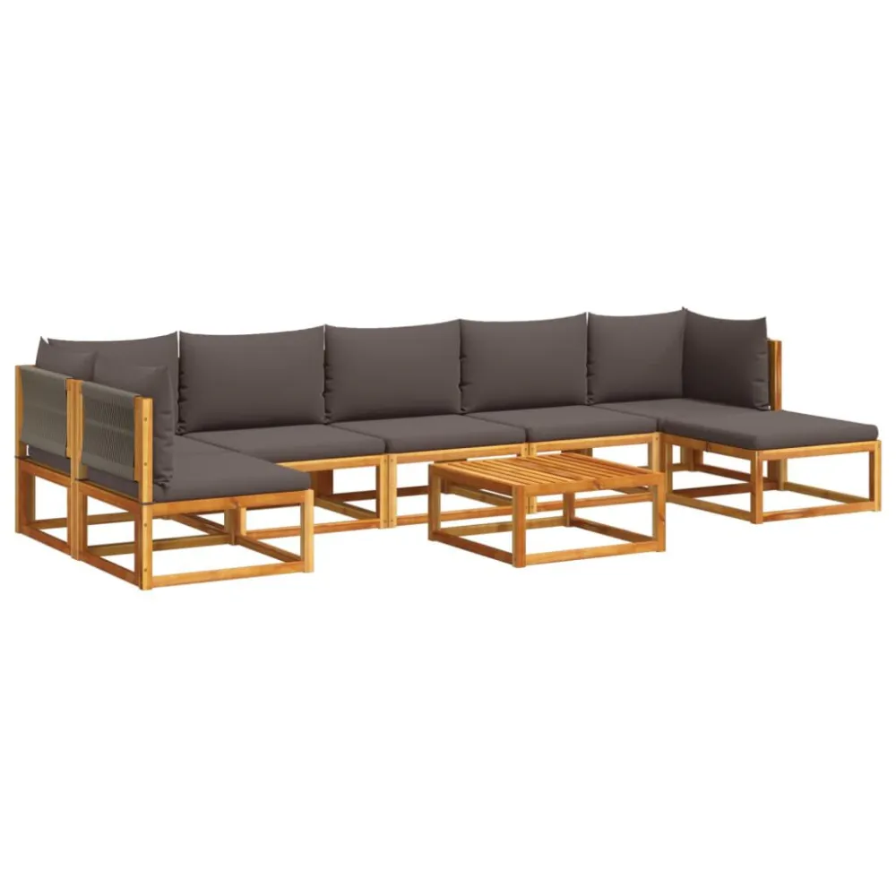 Cadeira de Balanço 8 pcs conjunto de sofás de jardim com almofadões acácia maciç