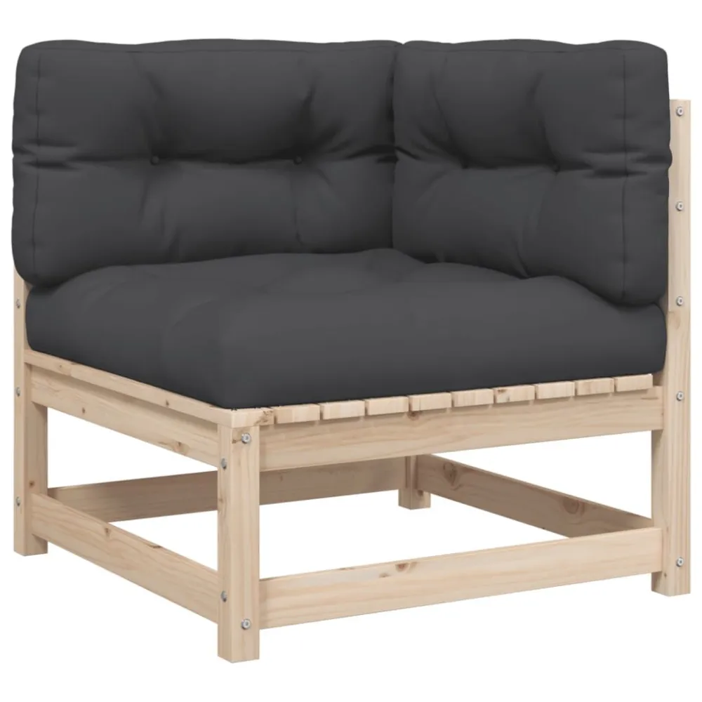 Cadeira de Balanço 8 pcs conjunto sofás de jardim com almofadões pinho maciço