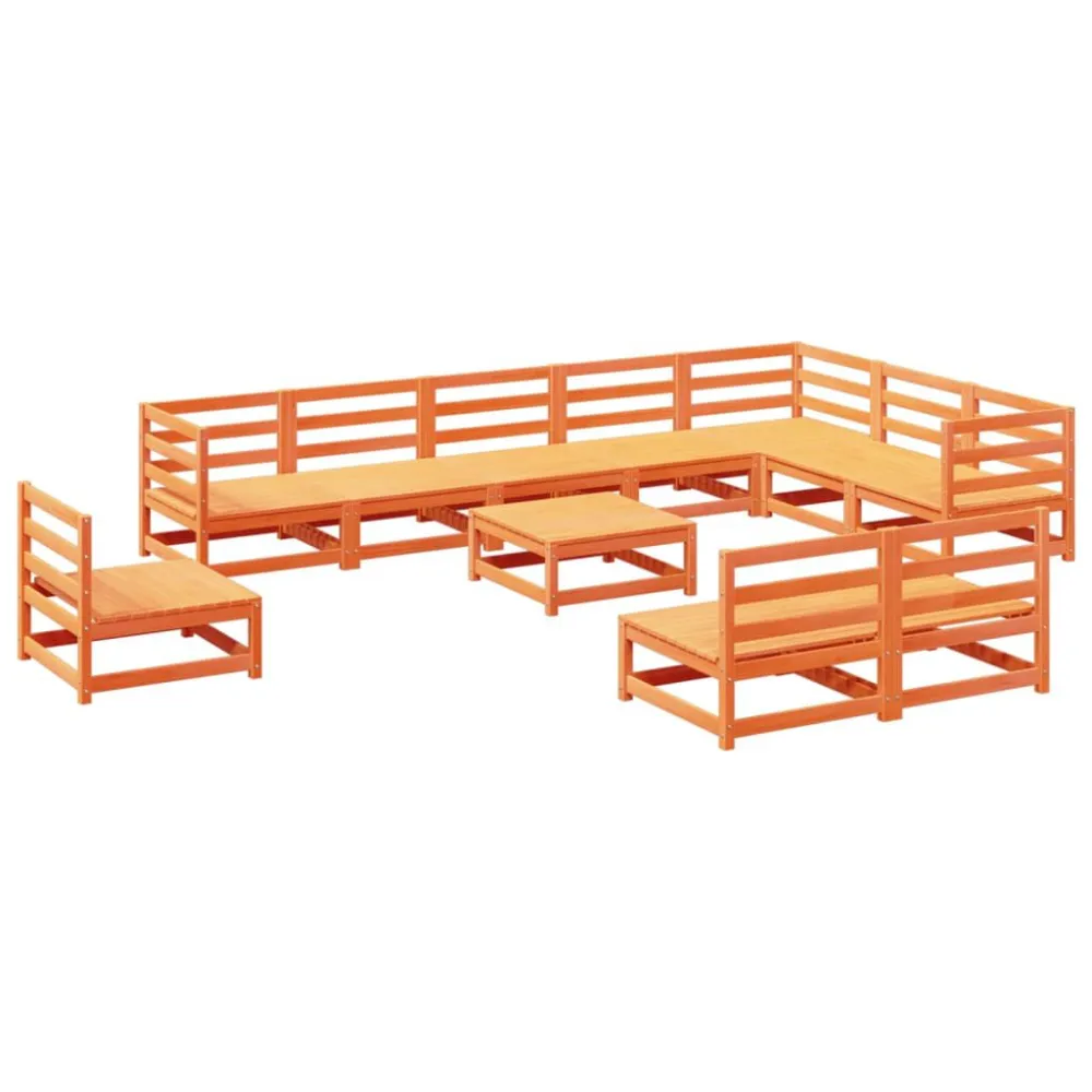 Cadeira de Balanço 11 pcs conjunto sofás de jardim madeira de pinho castanho mel