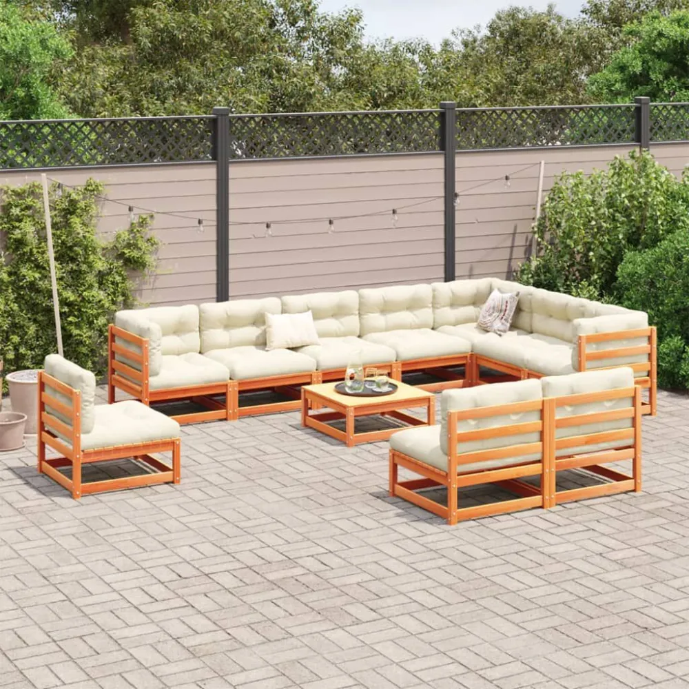 Cadeira de Balanço 11 pcs conjunto sofás de jardim madeira de pinho castanho mel
