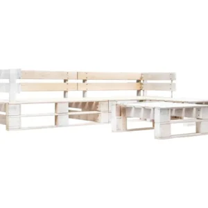 Cadeira de Balanço Sofás de paletes jardim 4 peças madeira branco