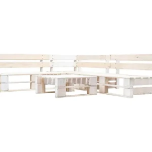 Cadeira de Balanço Sofás de paletes para jardim 4 peças madeira branco