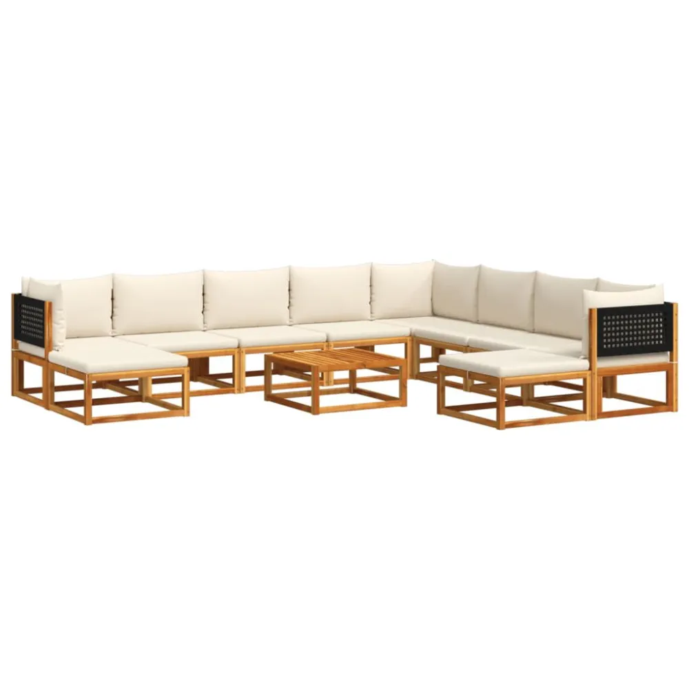 Cadeira Dobrável 11pcs conjunto sofás jardim comalmofadões madeira maciç acácia