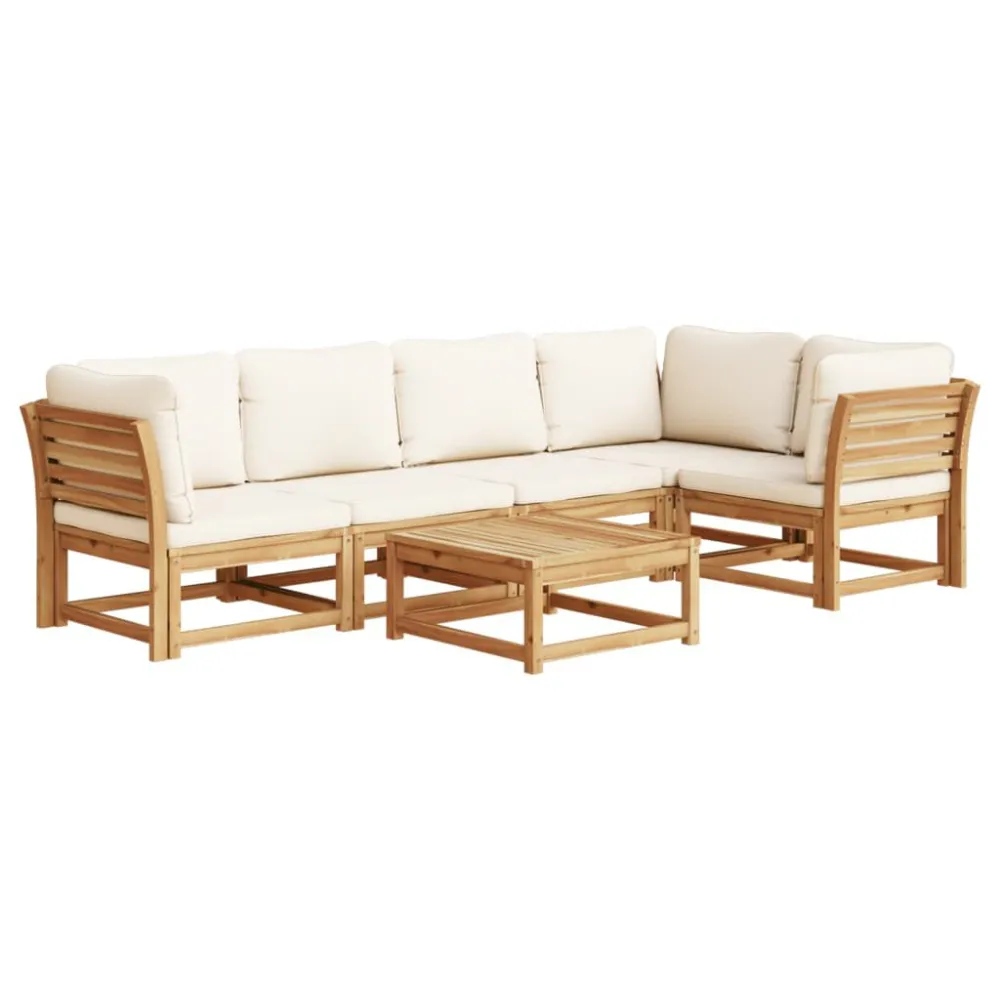 Cadeira Dobrável 6 pcs conjunto lounge jardim comalmofadões madeira maciç acácia