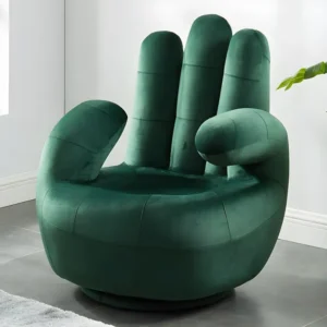 Cadeira de Jardim Cadeirão giratório em forma de mão em veludo Verde - CATCHY