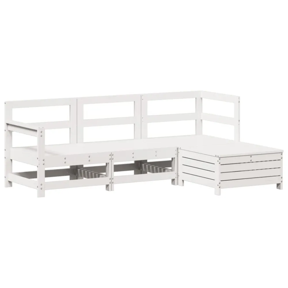 Cadeira de Jardim 4 pcs conjunto sofás de jardim madeira de pinho maciç branco