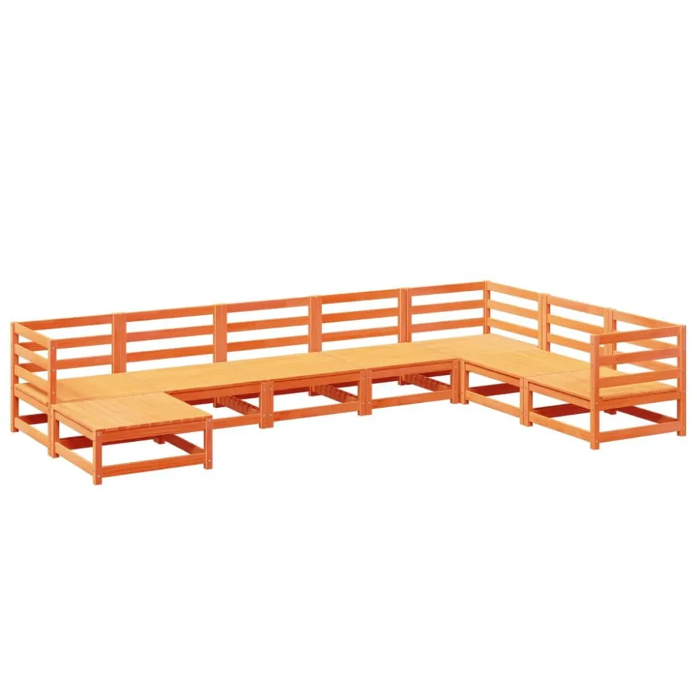 Cadeira de Jardim 8 pcs conjunto sofás de jardim madeira de pinho castanho mel