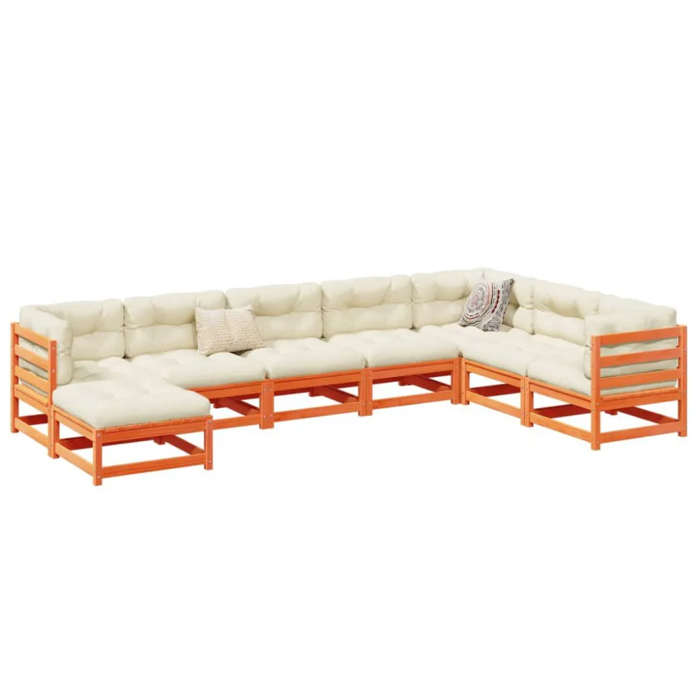 Cadeira de Jardim 8 pcs conjunto sofás de jardim madeira de pinho castanho mel