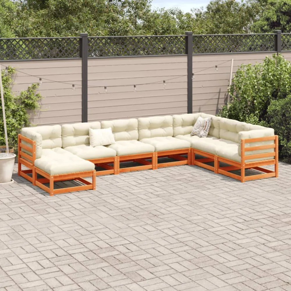 Cadeira de Jardim 8 pcs conjunto sofás de jardim madeira de pinho castanho mel