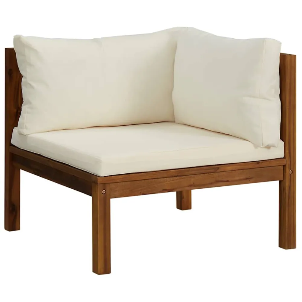 Conjunto Completo de Sofá de canto seccional com almofadão branco nata acácia maciç