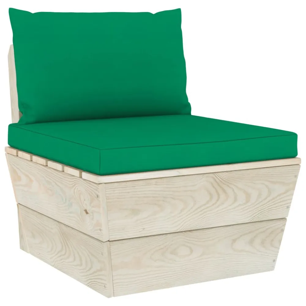 Conjunto Completo de Sofá de centro paletes para jardim com almofadões abeto impreg.