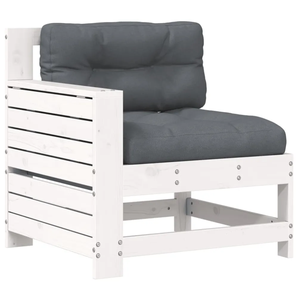 Conjunto Completo de Sofá de jardim com almofadão madeira de pinho maciç branco
